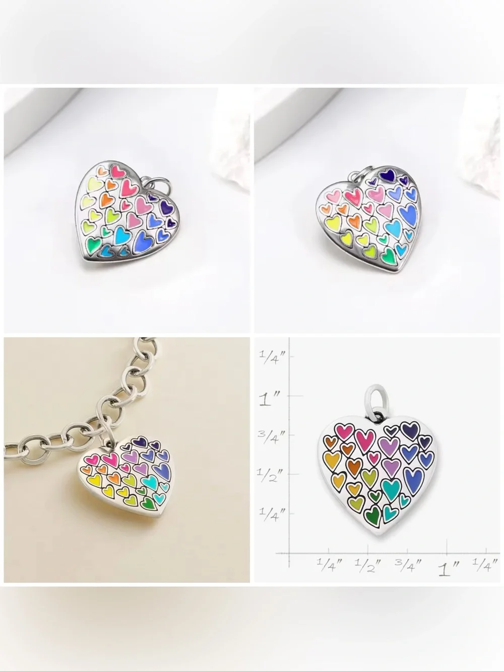 James Avery Full of Love Enamel Heart Dangle Charm | 925 Sterling Silver